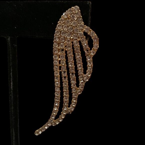 Pink Gold Angel Wing Earrings - Picture 3 of 7